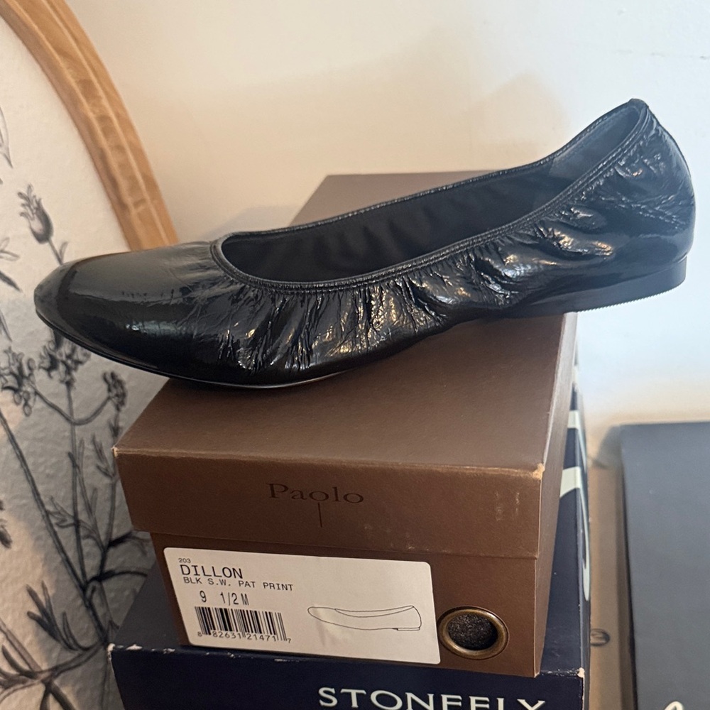 Paolo Shiny Black Women's Flats